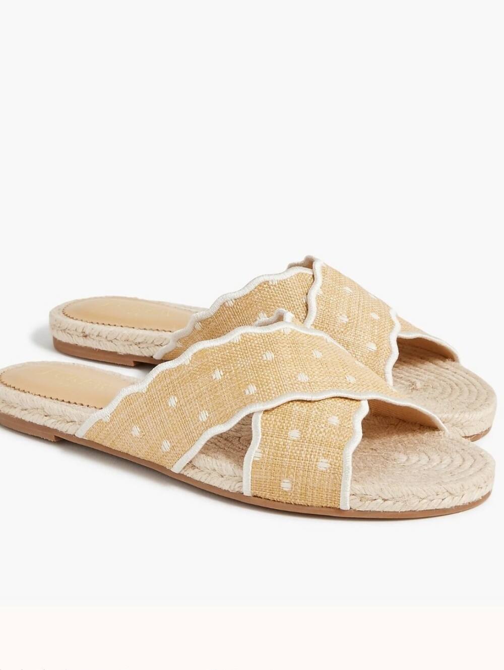 J. Crew Factory Beige Polka Dot Crossband Slide Sandals